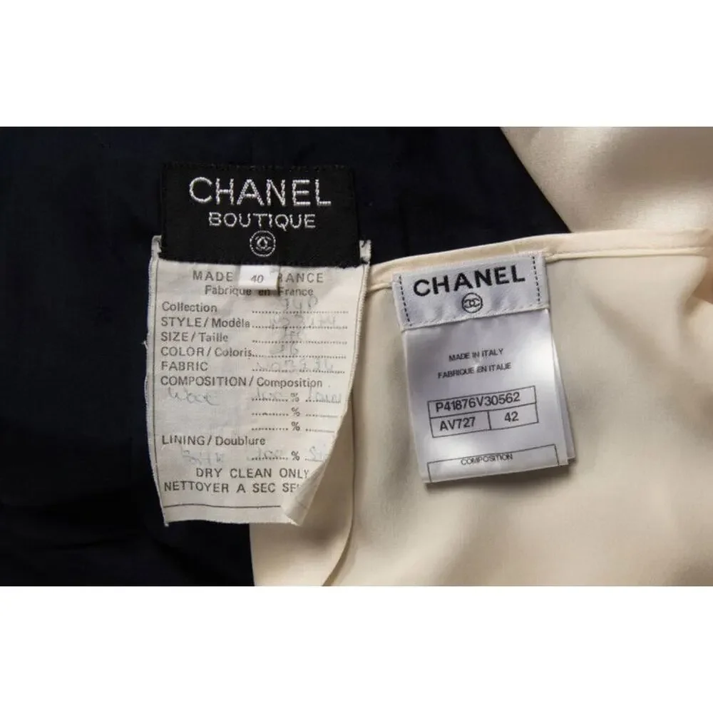 VTG CHANEL 1994 Wide Leg Wool Pants US 8 FR40 Karl Lagerfeld Silk Lined Trousers